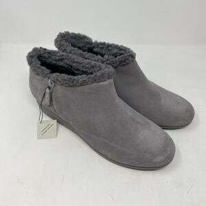 Cole Haan GrandSeries OS Ankle Boots Size 9B Gray Faux Fur Zip Booties W00665